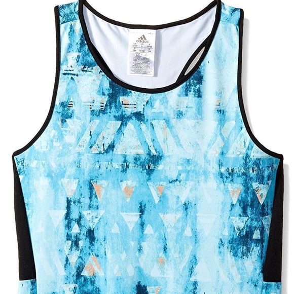 Next Girls Blue Marble Racer Back Sports Vest Top BNWT